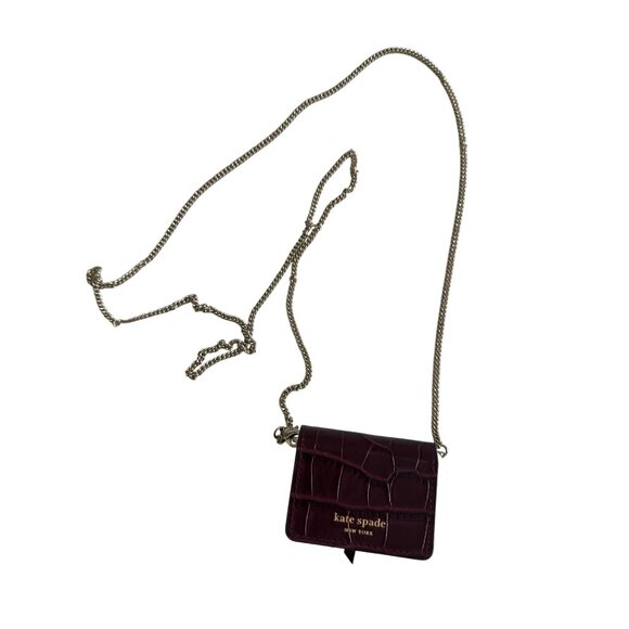 KATE SPADE Burgundy Air Pod Pro Case Micro Crossbody Bag - Picture 3 of 7